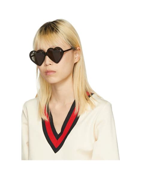 gucci black heart sunglasses|unisex gucci sunglasses.